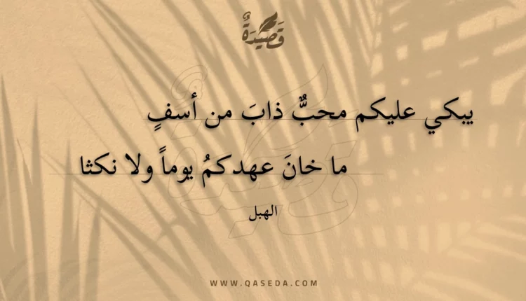قصيدة يبكي عليكم محب ذاب من أسف