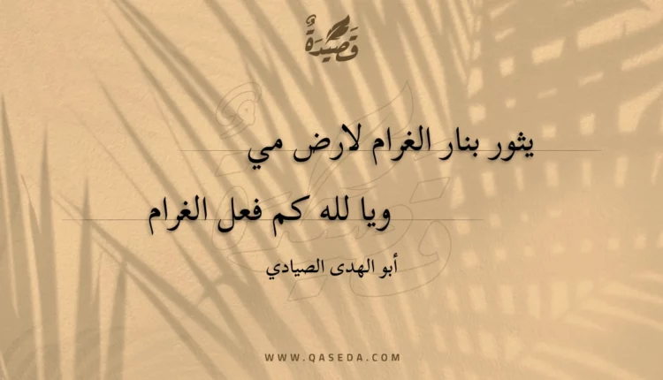 قصيدة يثور بنار الغرام لارض مي
