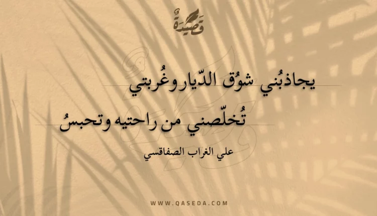 قصيدة يجاذبني شوق الديار وغربتي