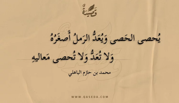 قصيدة يحصى الحصى ويعد الرمل أصغره