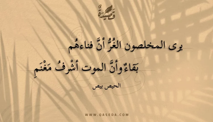 قصيدة يرى المخلصون الغر أن فناءهم