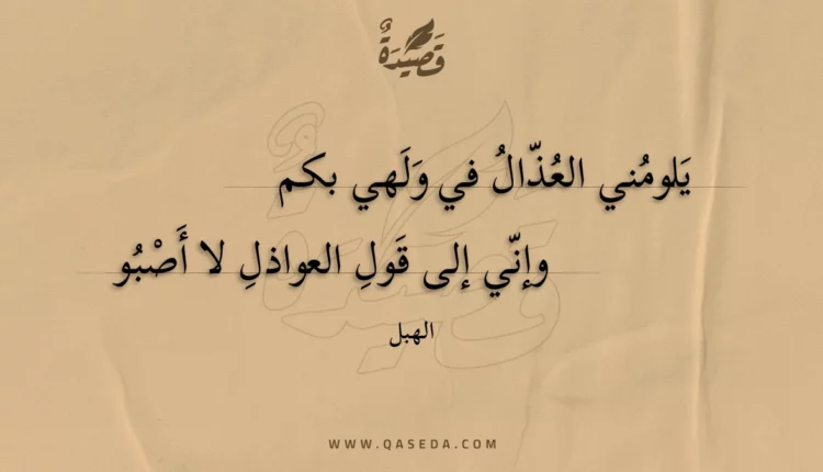 قصيدة يلومني العذال في ولهي بكم