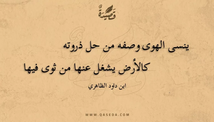 قصيدة ينسى الهوى وصفه من حل ذروته